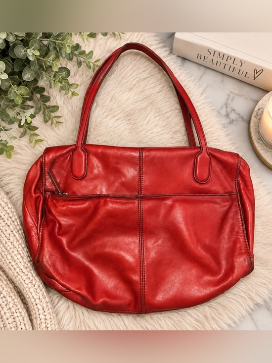 HOBO Handbags - ❤️ HOBO The Original Red Leather Satchel Shoulder Bag Floral Lining #1045